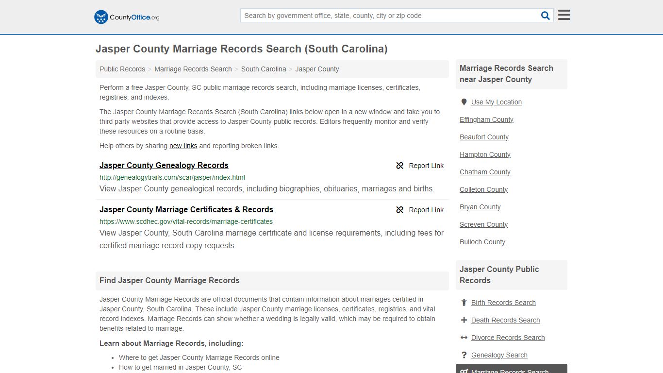 Marriage Records Search - Jasper County, SC (Marriage Licenses ...